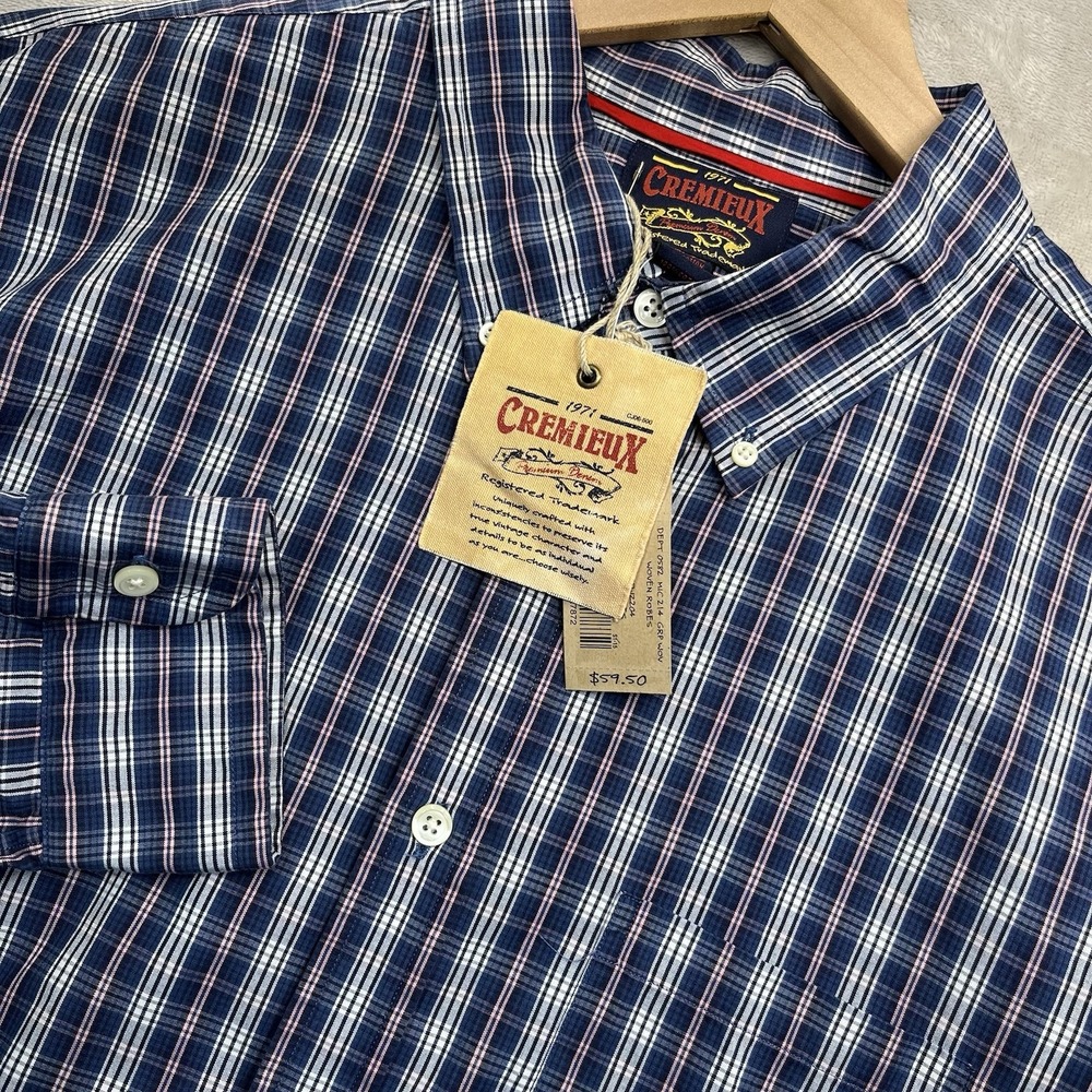Vintage Daniel Cremieux Shirt‎ Mens XL Blue Plaid Button Down Cotton NEW